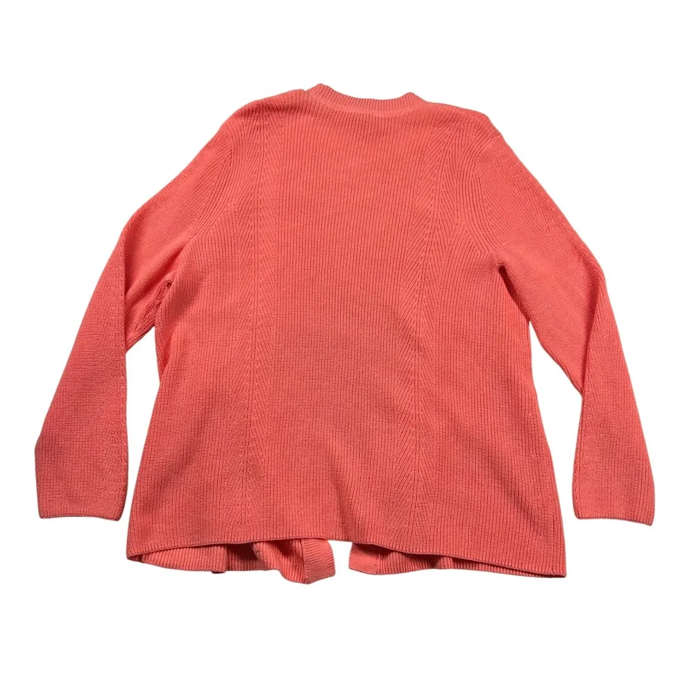 J. Jill Sweater Women 2x Cactflower Pink Coral Ribbed Open Front Cardigan Duster
